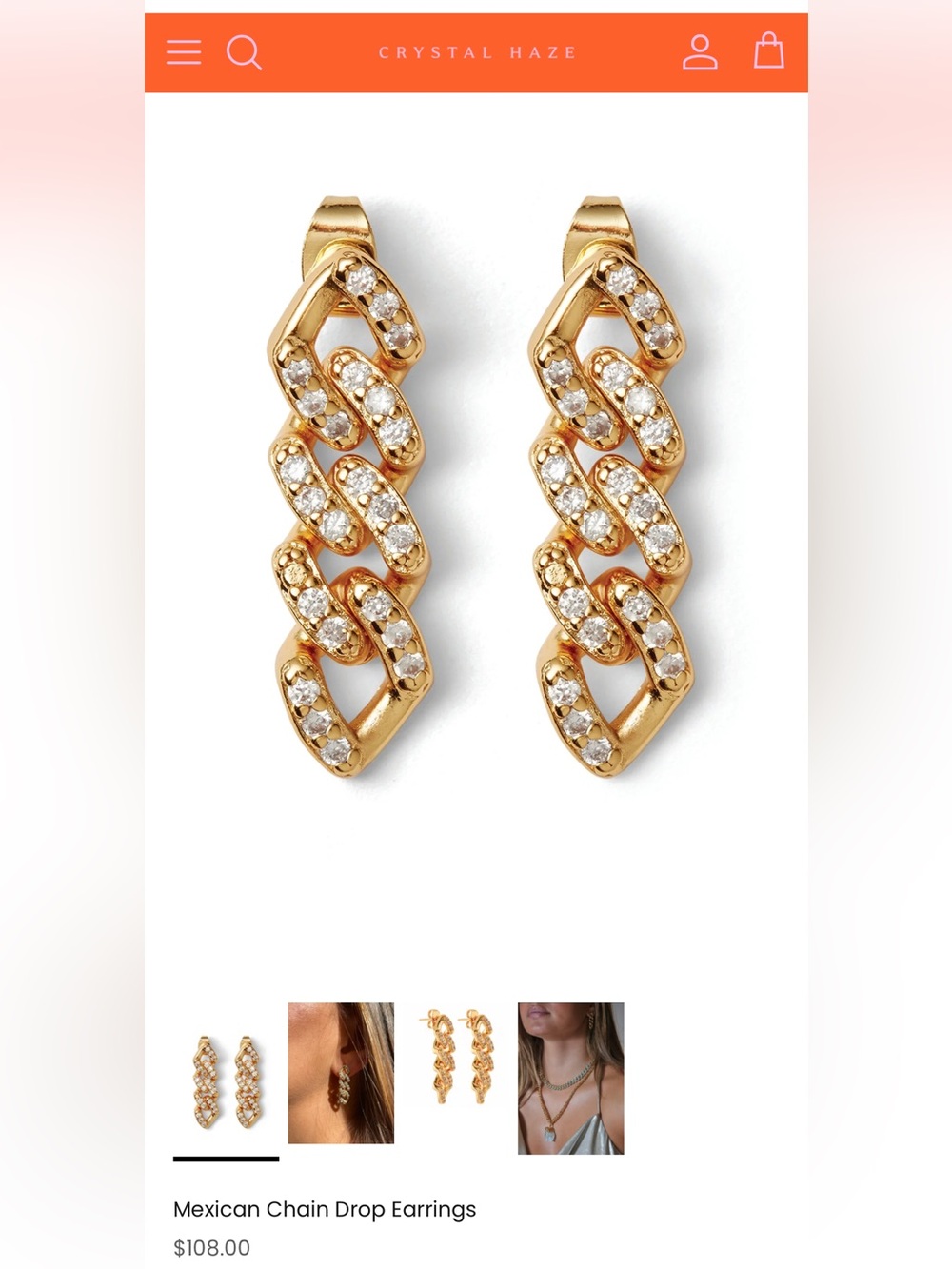 Crystal Haze Mexican Chain Drop Earrings -